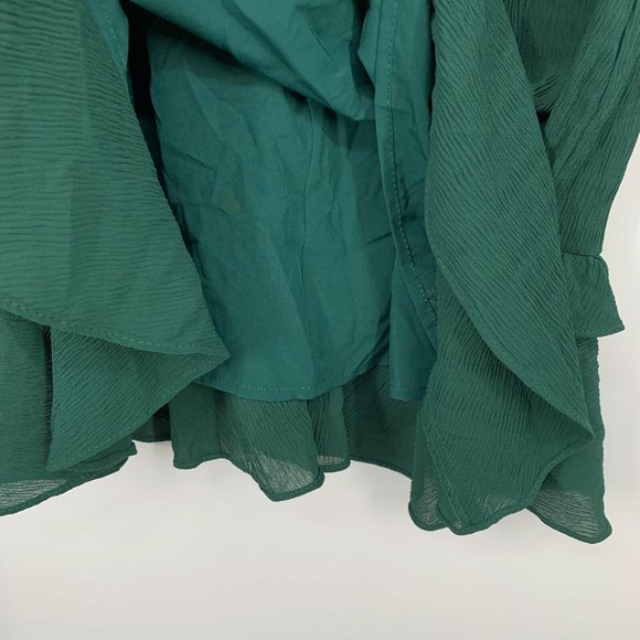 Chelsea 28 Dress Green Smocked Long Sleeve Ruffle Drop Waist Mini - Picture 8 of 12